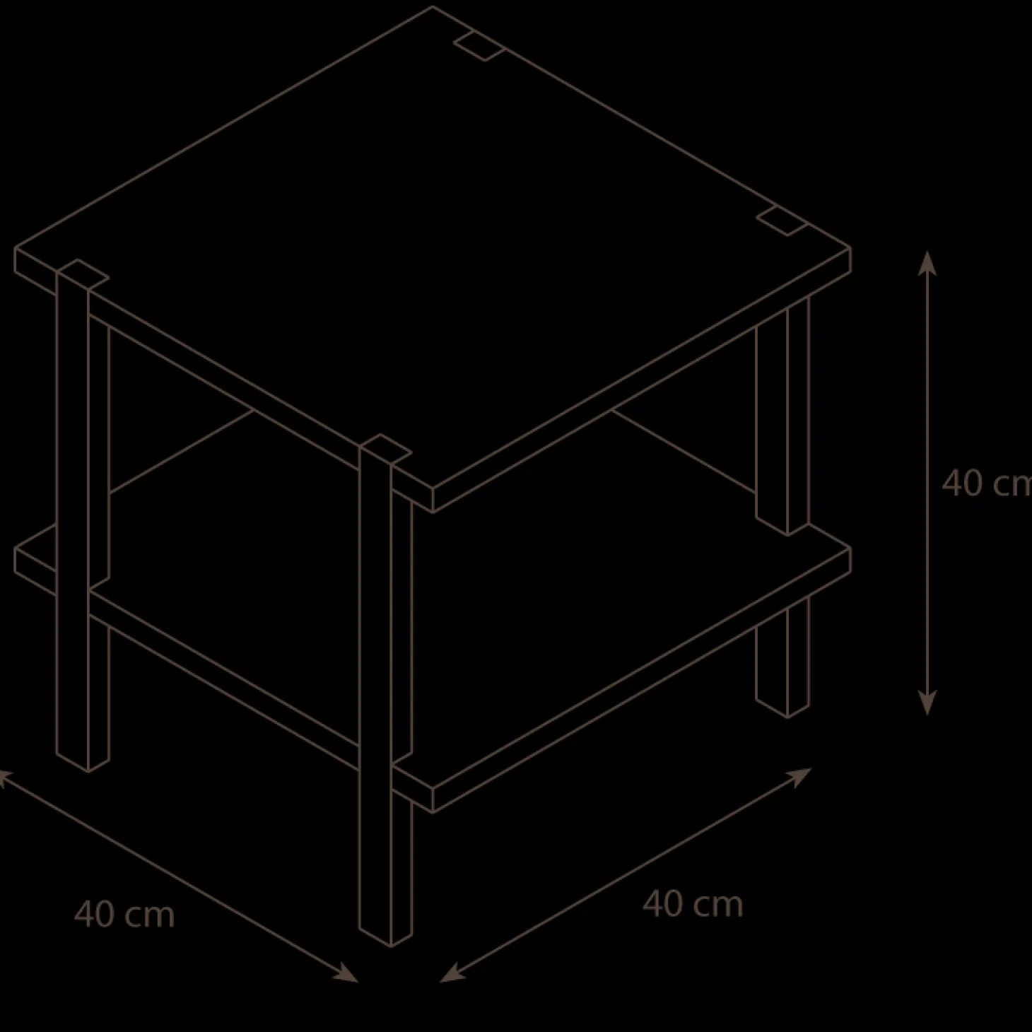 Kvadratisk sofabord i fyrretræ