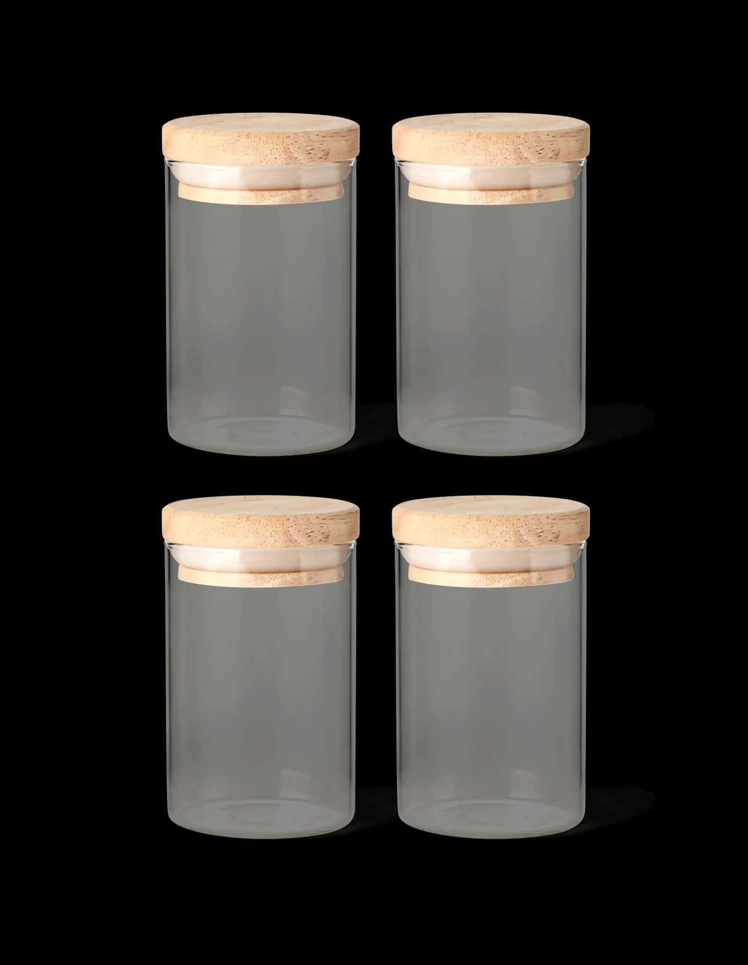 Opbevaringsglas med låg 4-pak