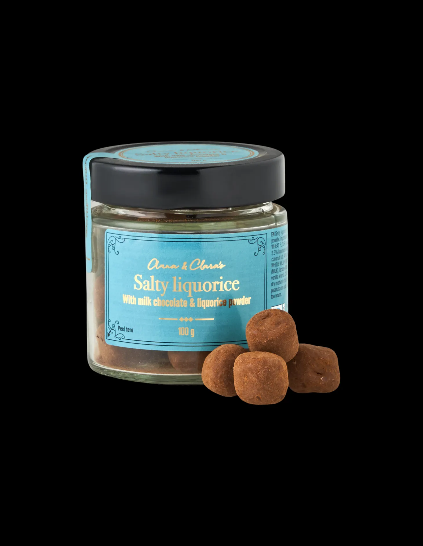 Saltlakridskugler med chokolade
