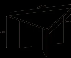 Trekantet sidebord i fyrretræ