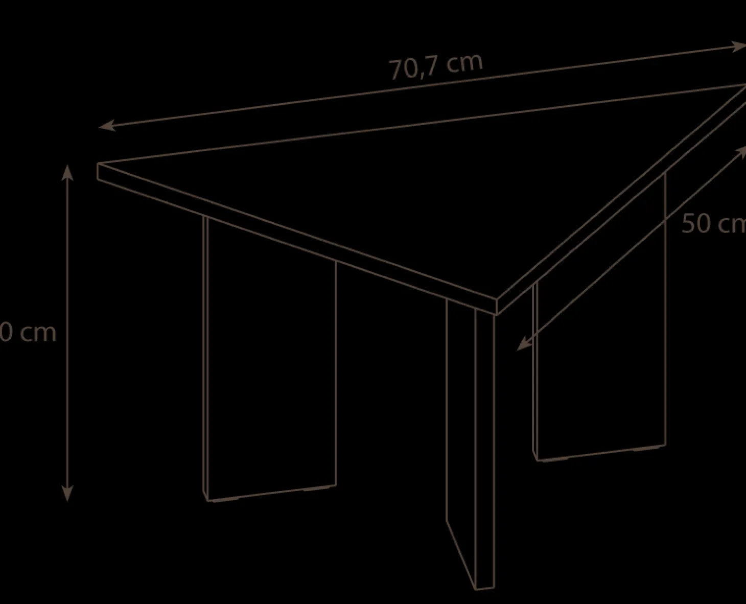 Trekantet sidebord i fyrretræ